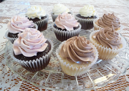 basic cupcakes with swirled frosting $24 per dozen