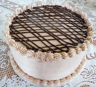 simply decorated two-layer chocolate cake